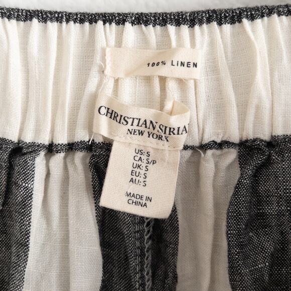 Christian Siriano Linen Stripped Cream and Black Wide Leg Cropped Pants Small - Picture 5 of 5